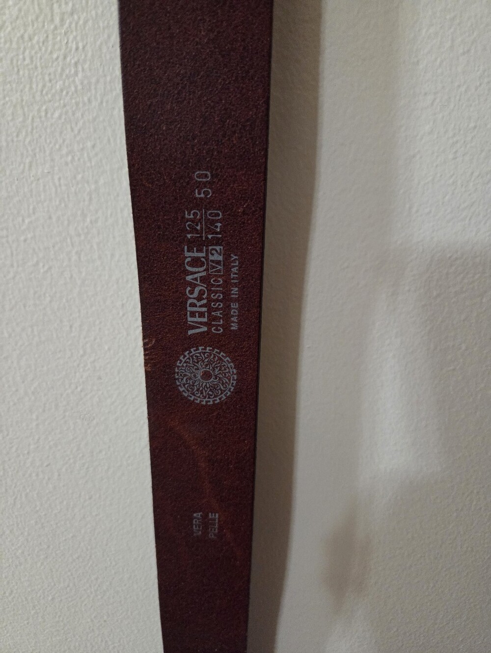 Versace Brown Leather Belt with Silver Tone Buckle - Picture 4 of 4
